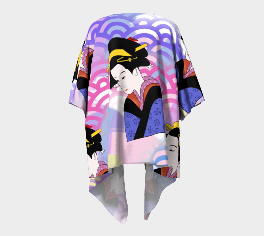 japanese abstract blue draped Kimono