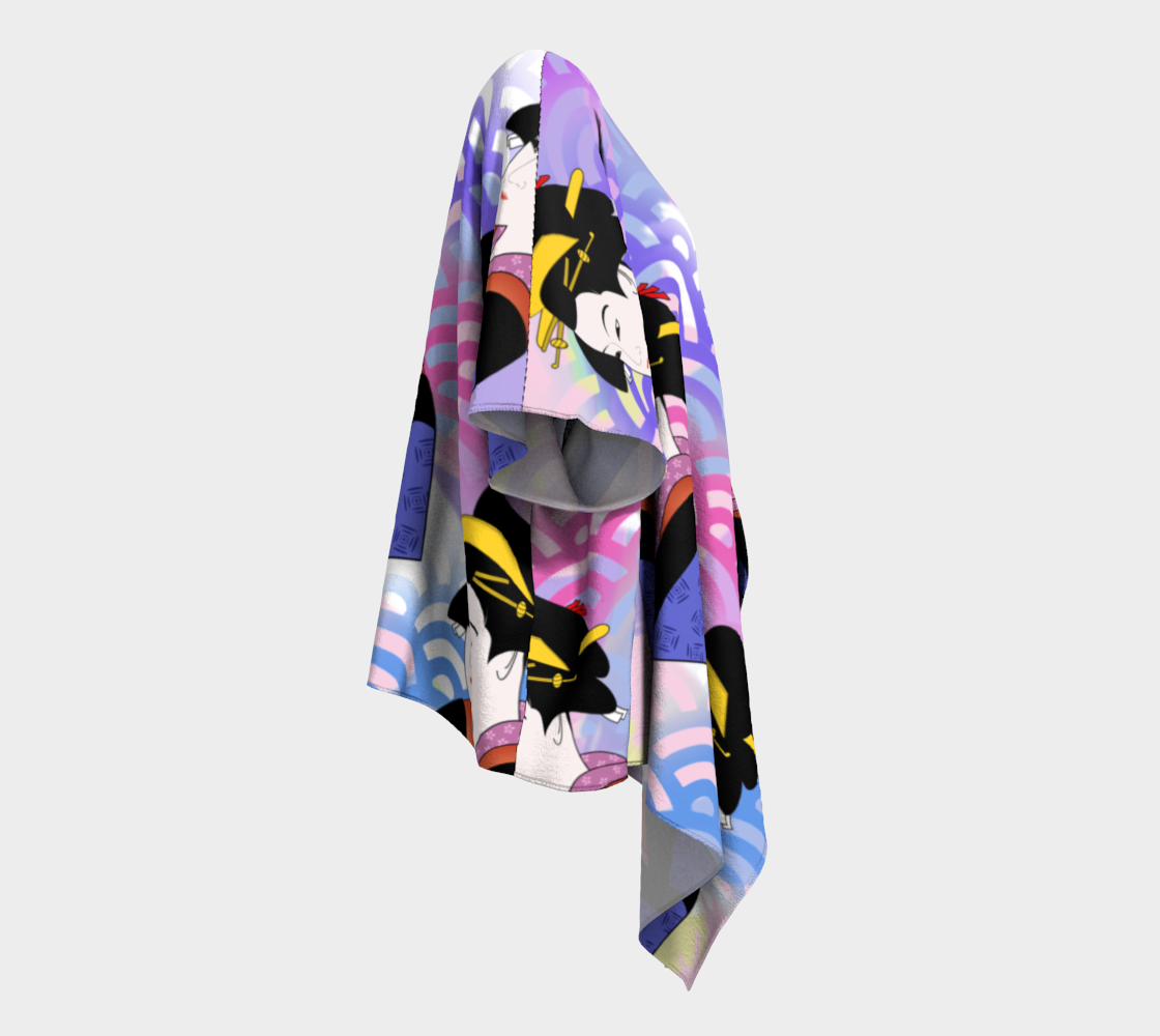 japanese abstract blue draped Kimono