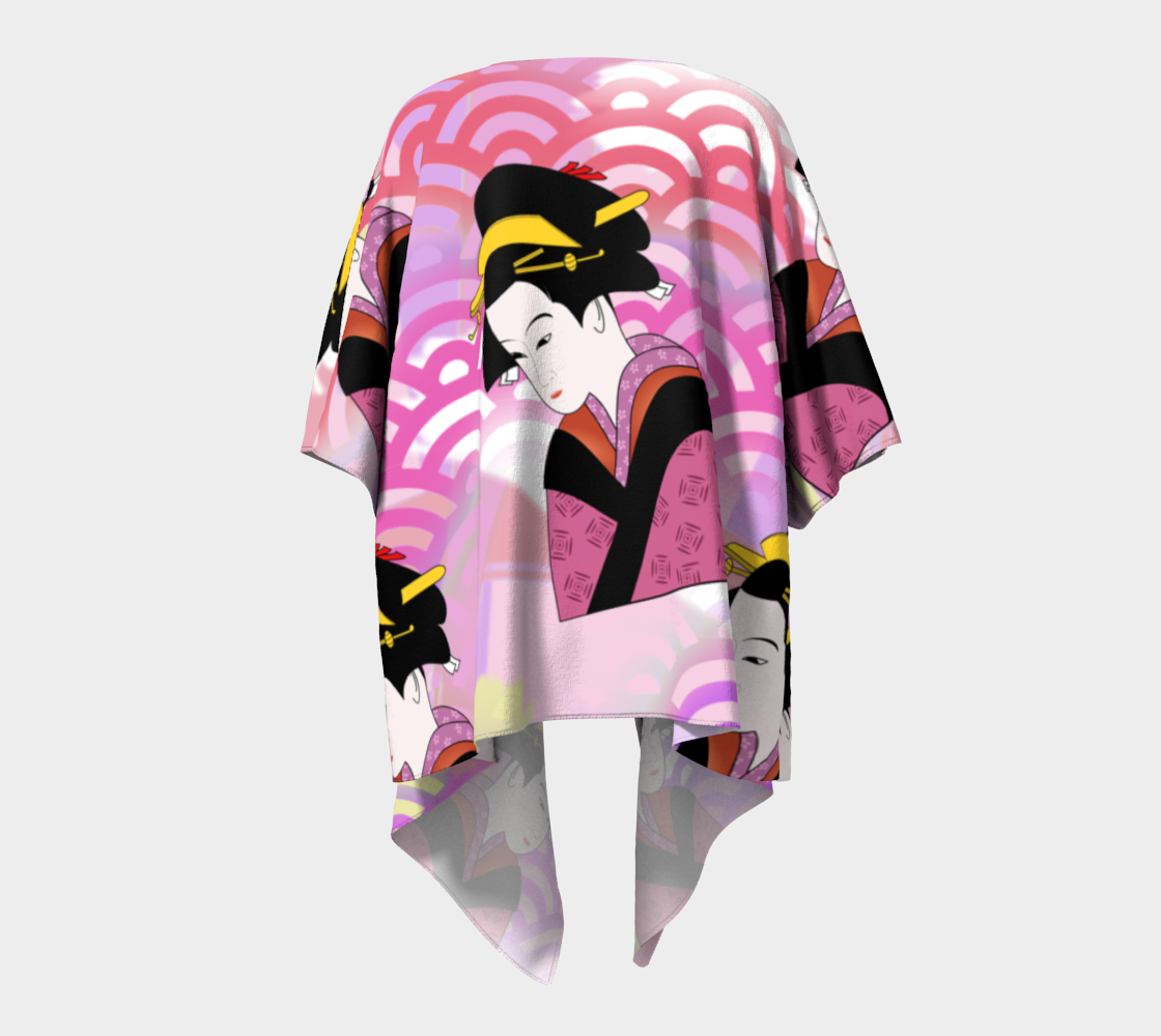 japanese abstract pink draped Kimono