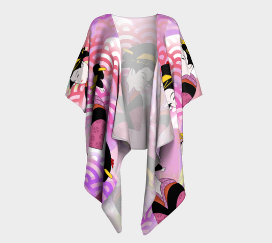 japanese abstract pink draped Kimono