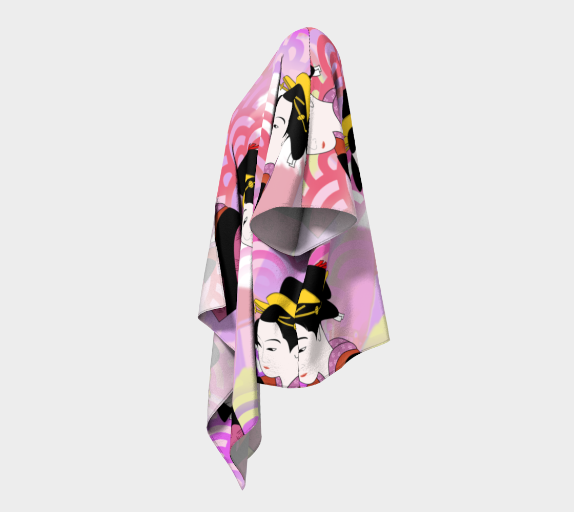 japanese abstract pink draped Kimono