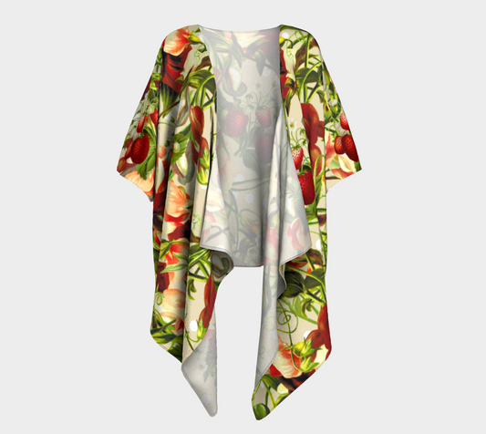 fruit blossom beige draped Kimono