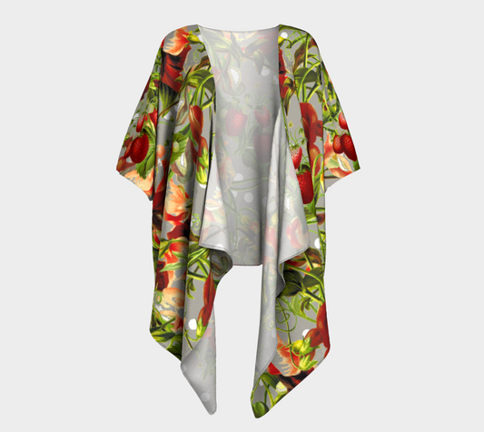 fruit blossom gray draped Kimono