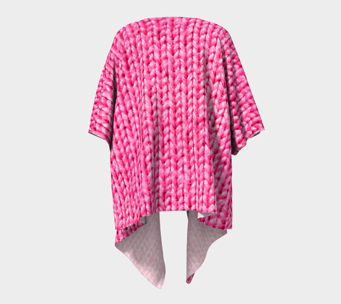 Knitted Wool bright pink draped Kimono