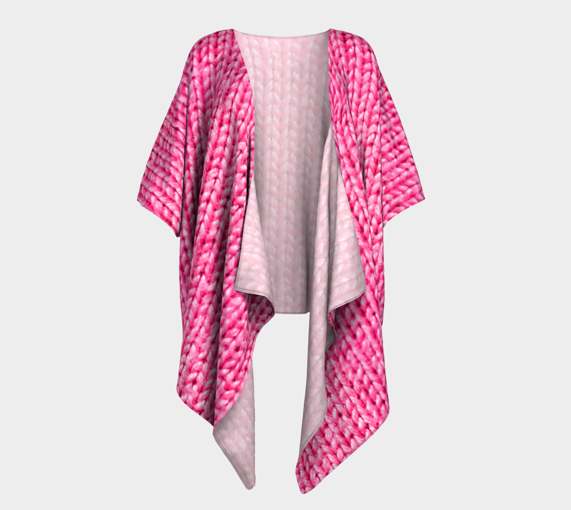 Knitted Wool bright pink draped Kimono