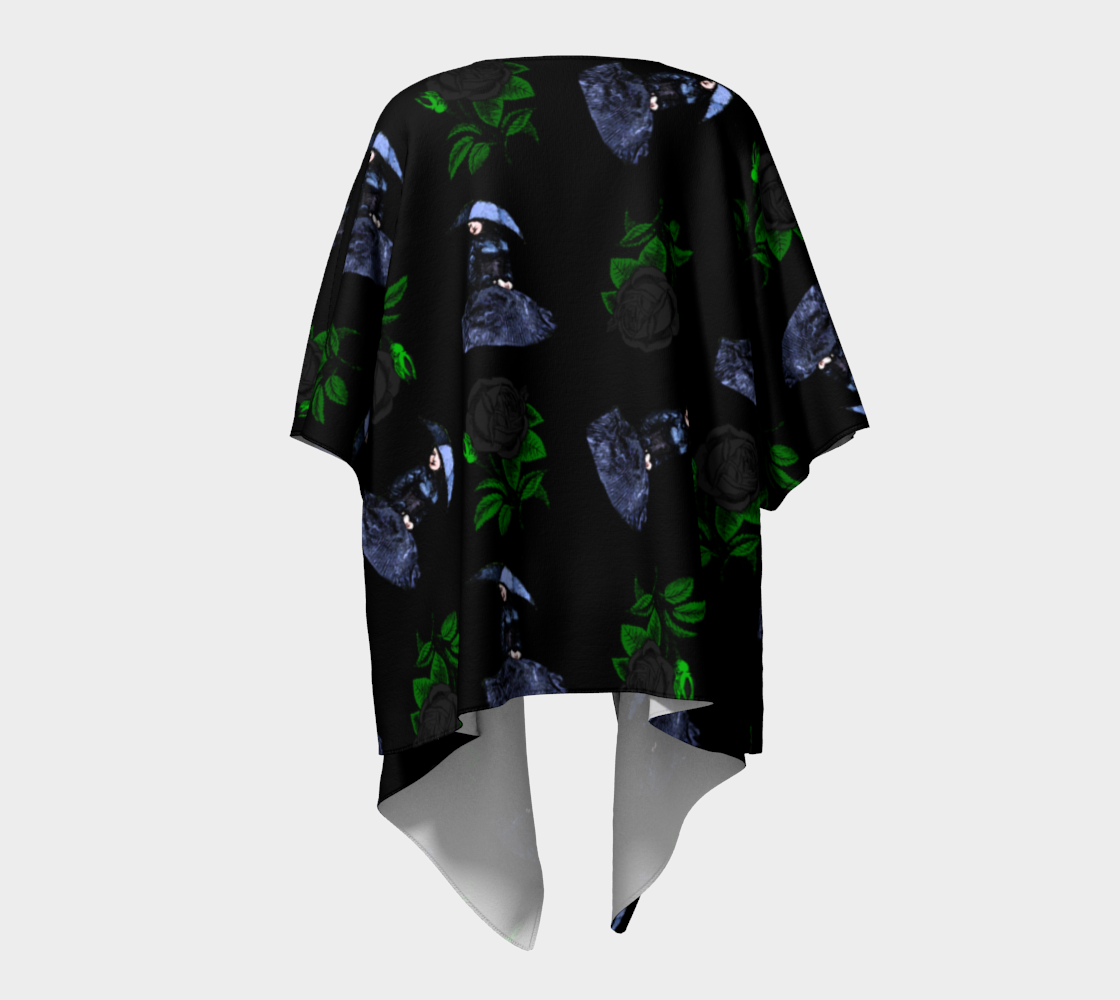 gothic girl rose black pattern draped Kimono