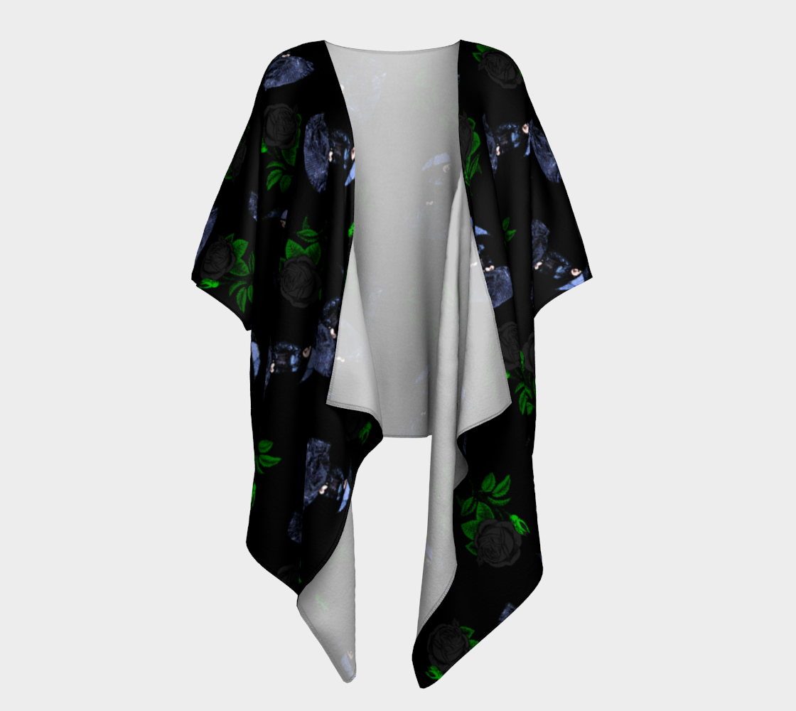 gothic girl rose black pattern draped Kimono