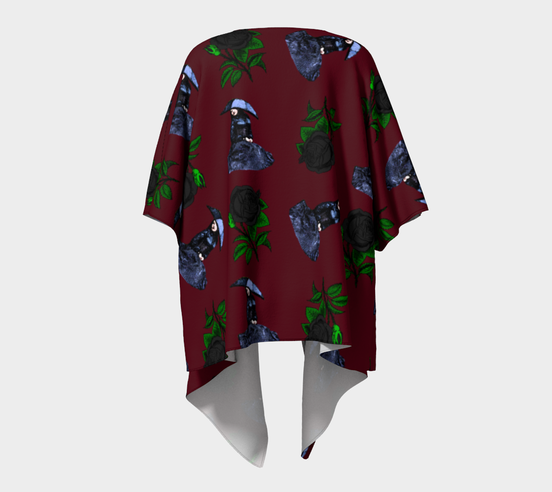 gothic girl rose red pattern draped Kimono