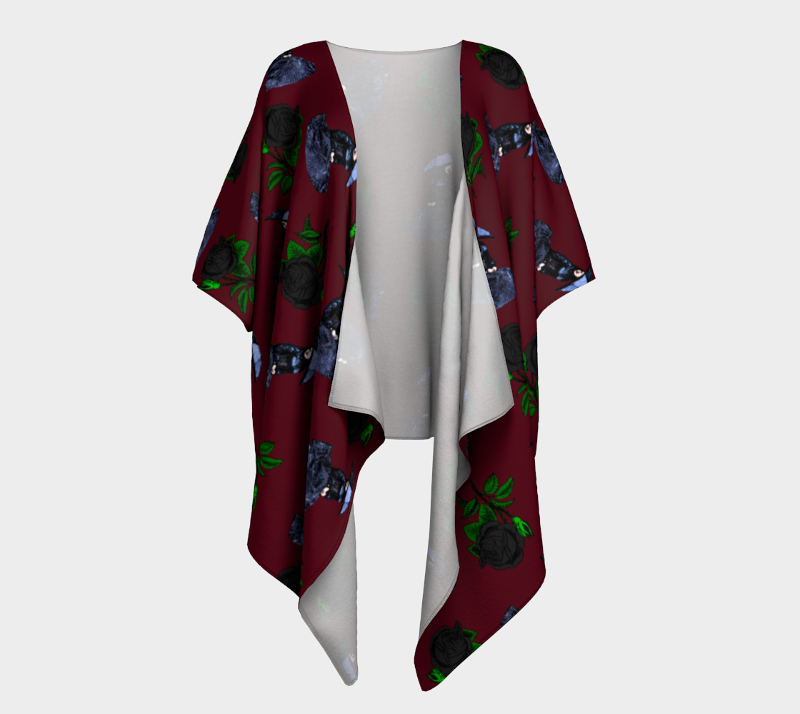 gothic girl rose red pattern draped Kimono