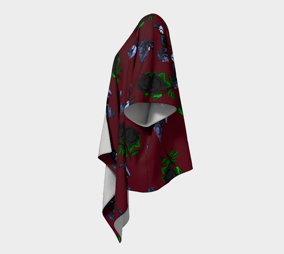 gothic girl rose red pattern draped Kimono