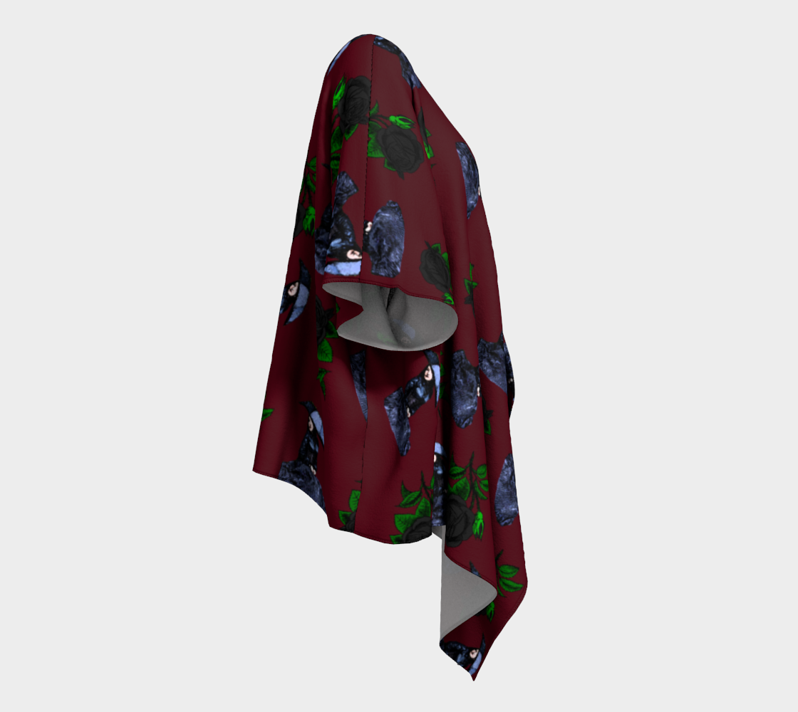 gothic girl rose red pattern draped Kimono