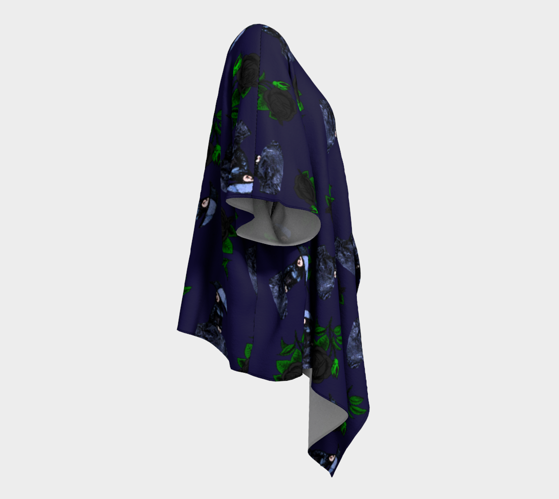 gothic girl rose blue pattern draped Kimono