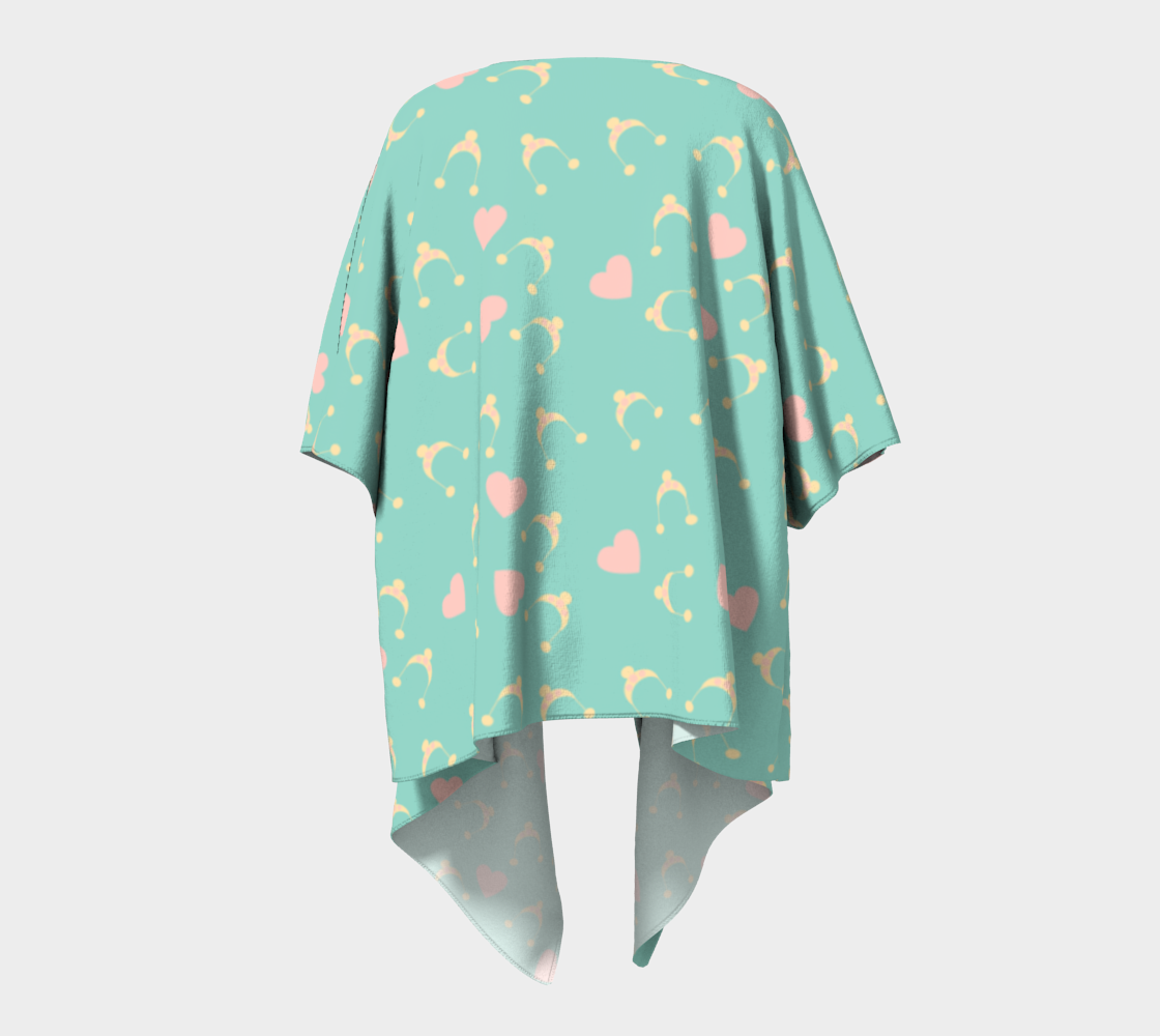 teal hearts and hats draped Kimono