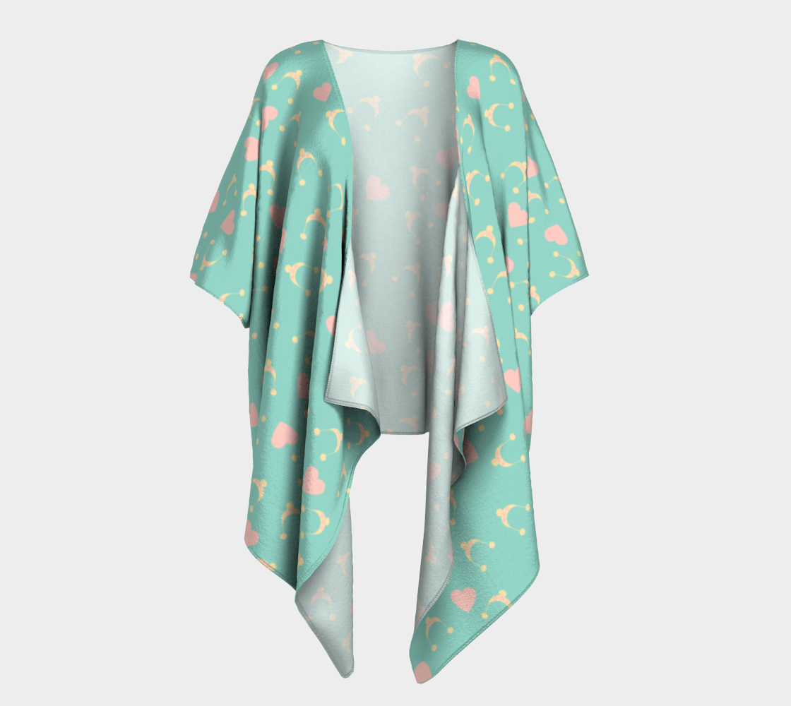 teal hearts and hats draped Kimono