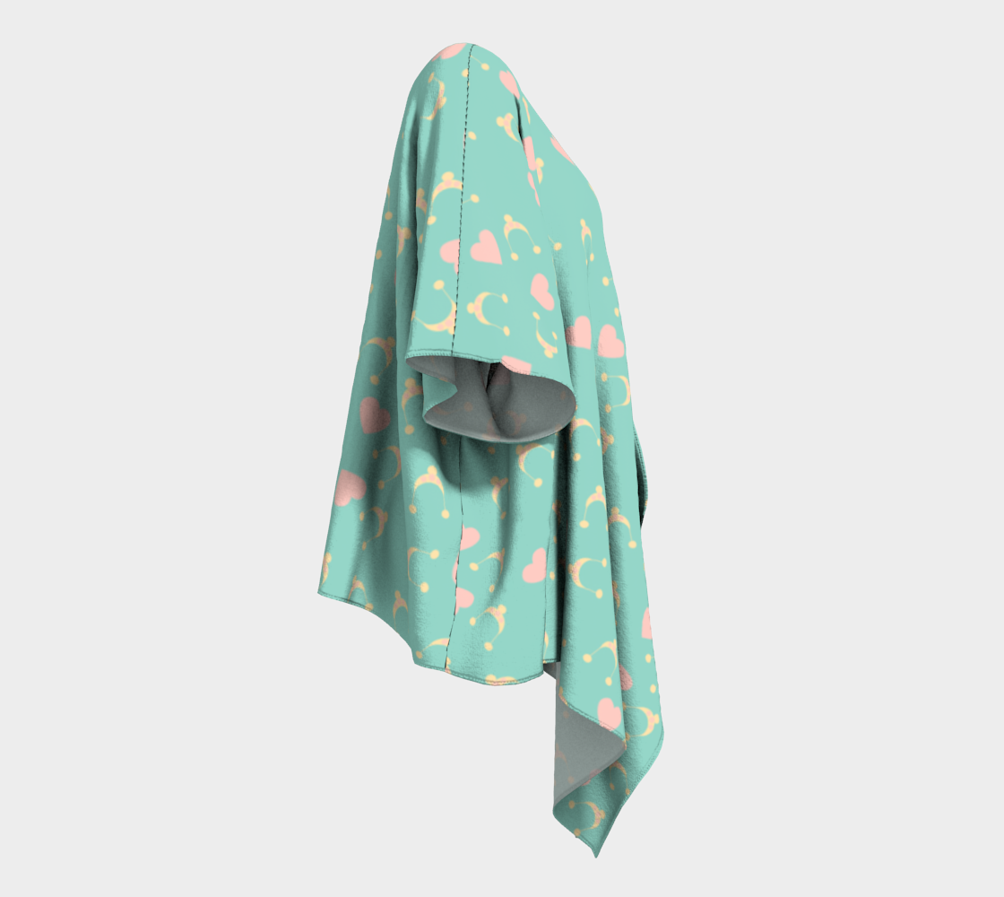 teal hearts and hats draped Kimono