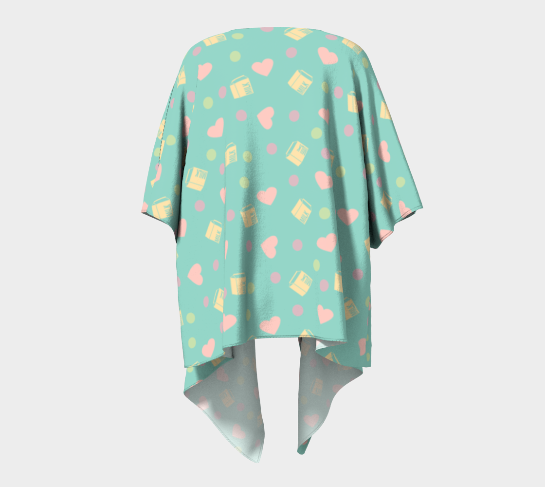 teal milk hearts draped Kimono