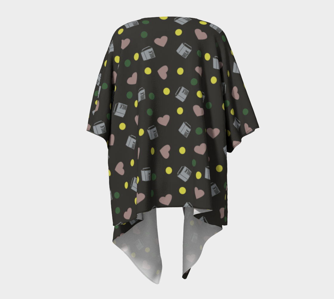 dark grey milk hearts draped Kimono