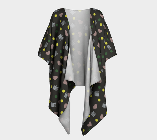 dark grey milk hearts draped Kimono