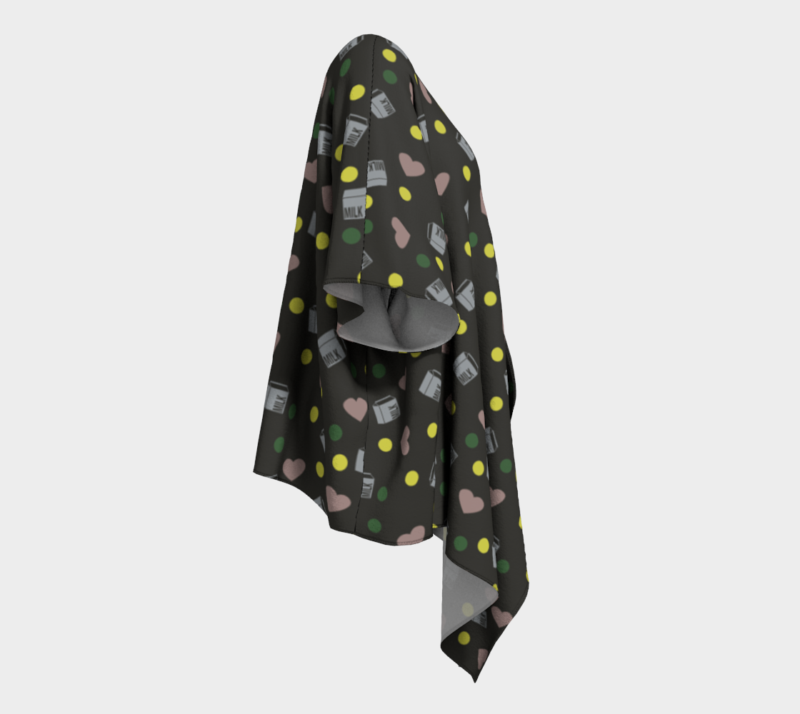 dark grey milk hearts draped Kimono