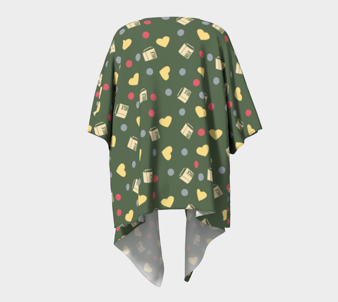 green milk hearts draped Kimono