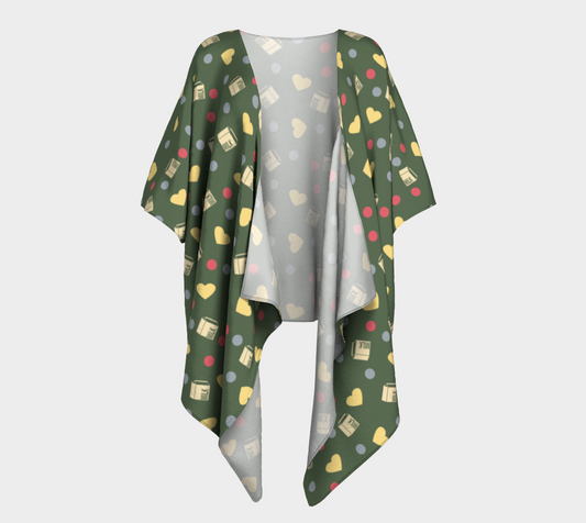 green milk hearts draped Kimono