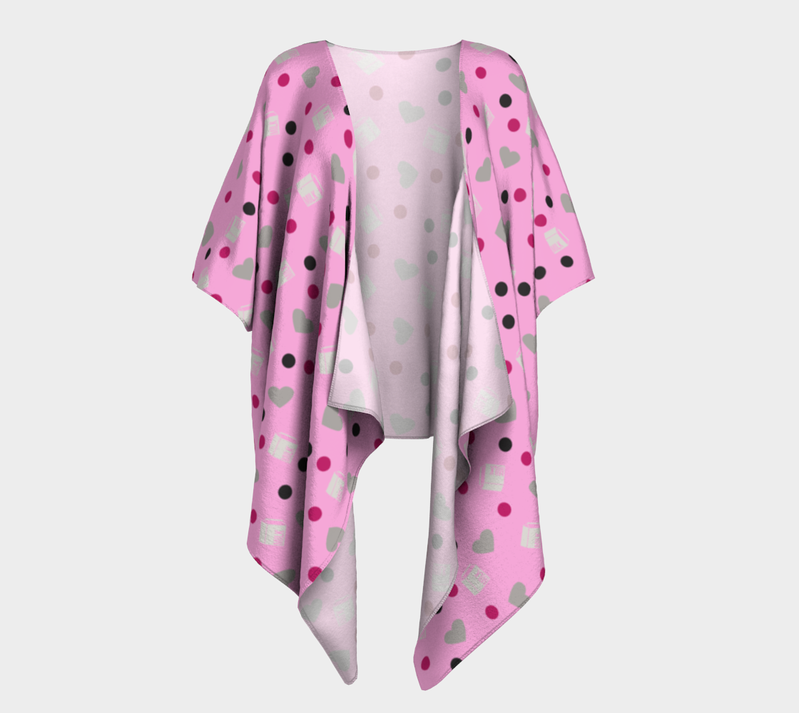 pink milk hearts draped Kimono