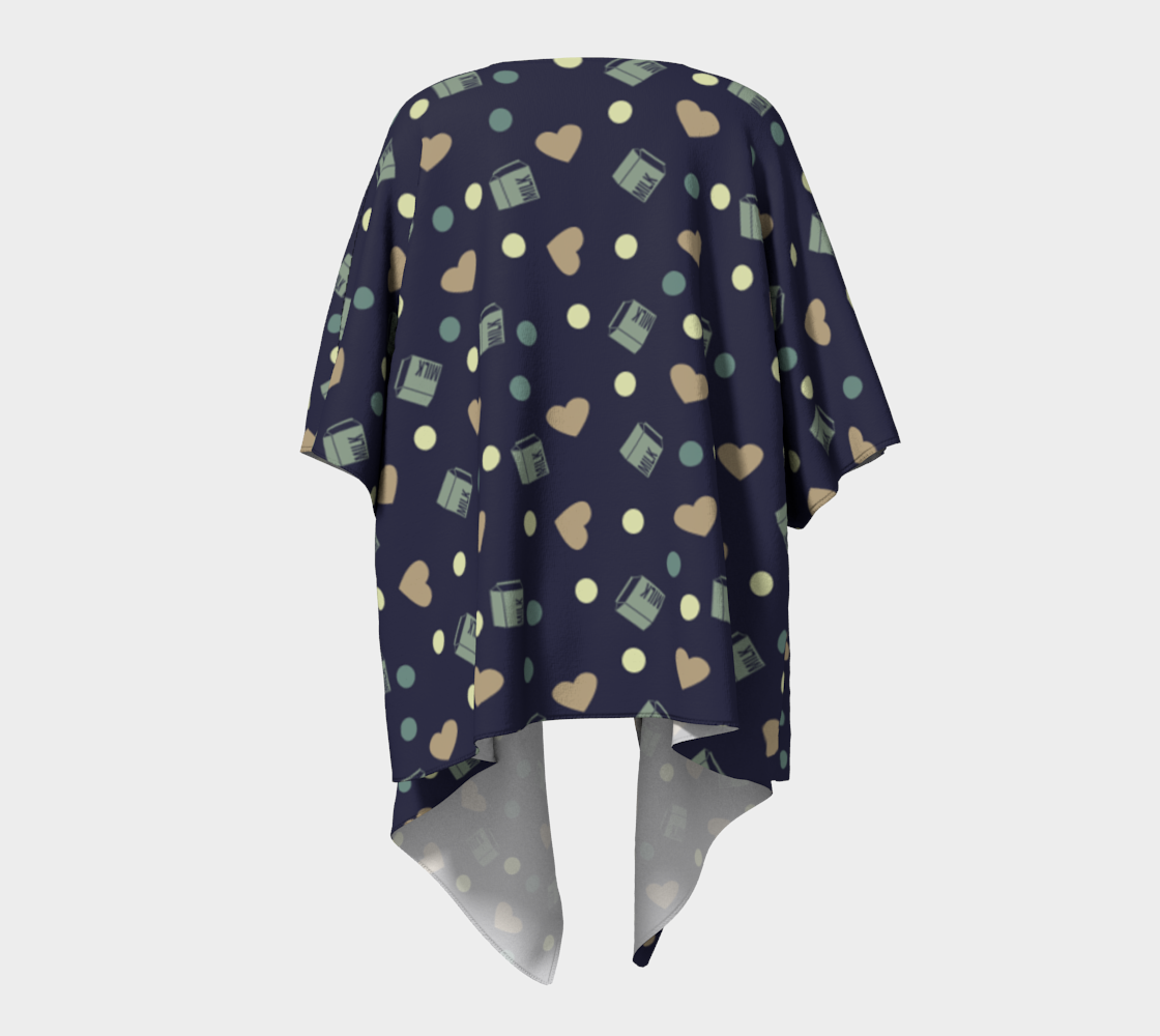 blue milk hearts draped Kimono