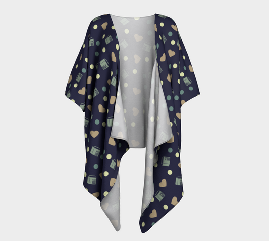 blue milk hearts draped Kimono