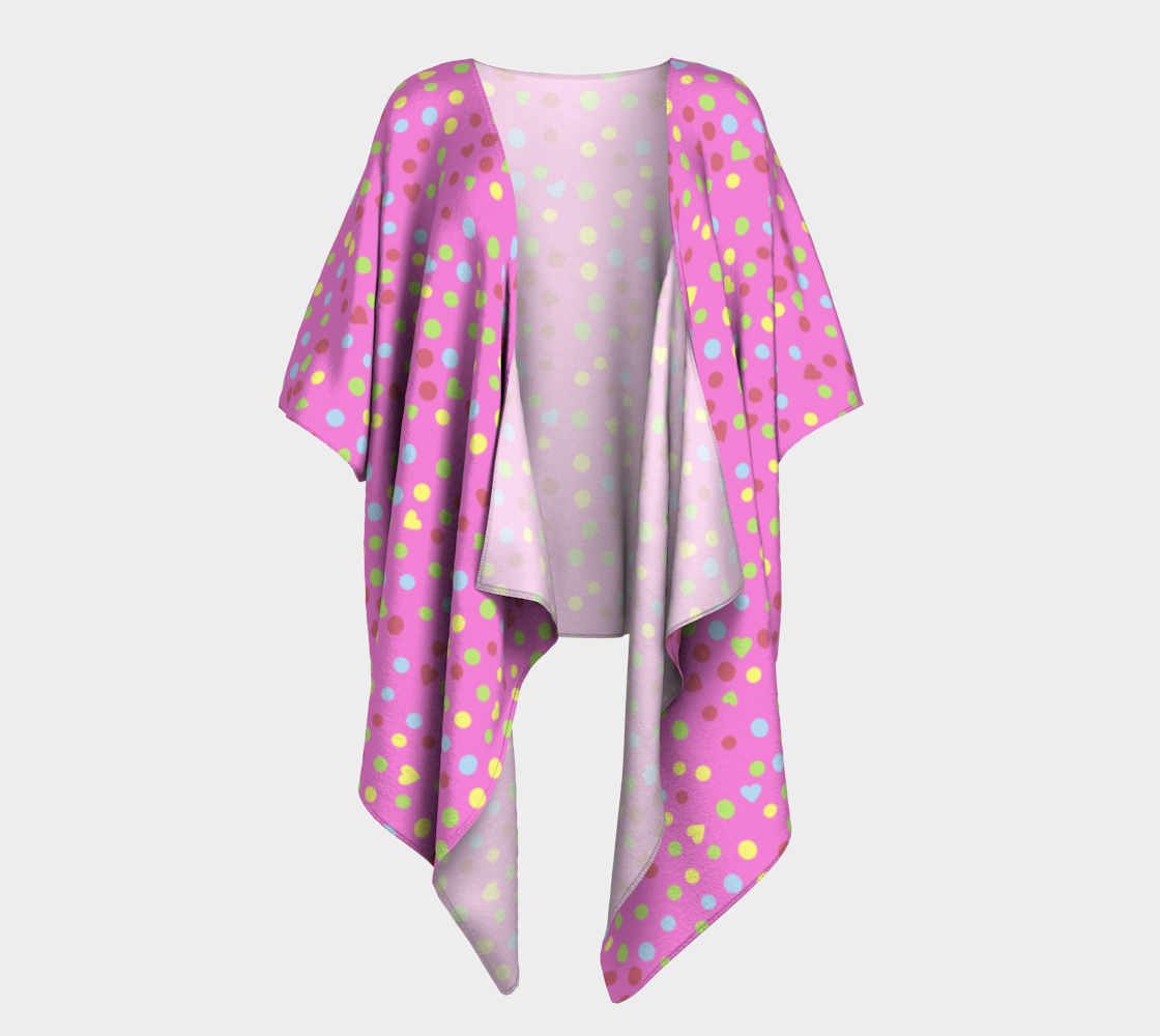 Pink heart drops draped Kimono