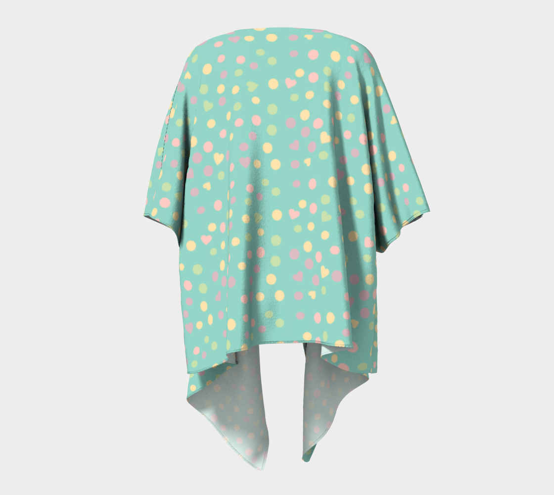 light teal hearts draped Kimono