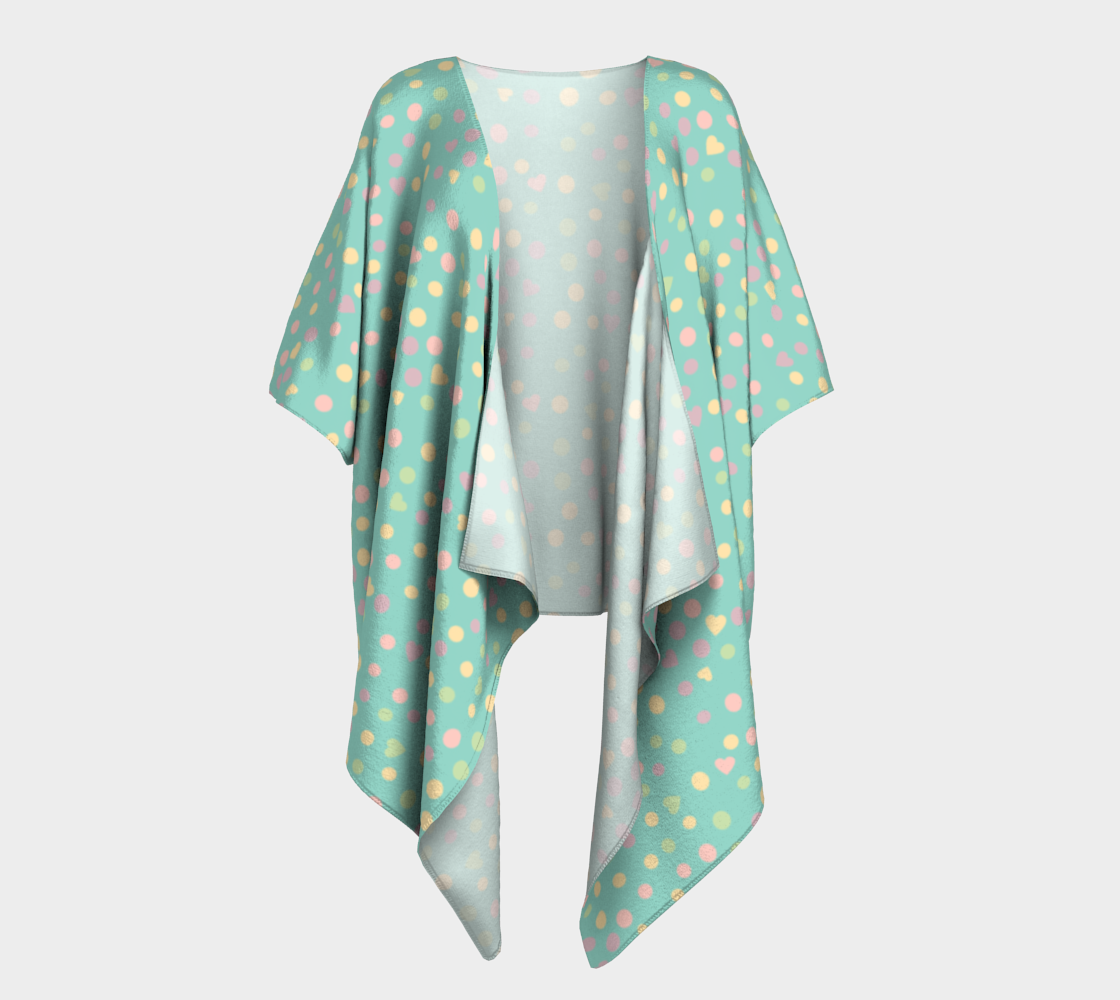 light teal hearts draped Kimono