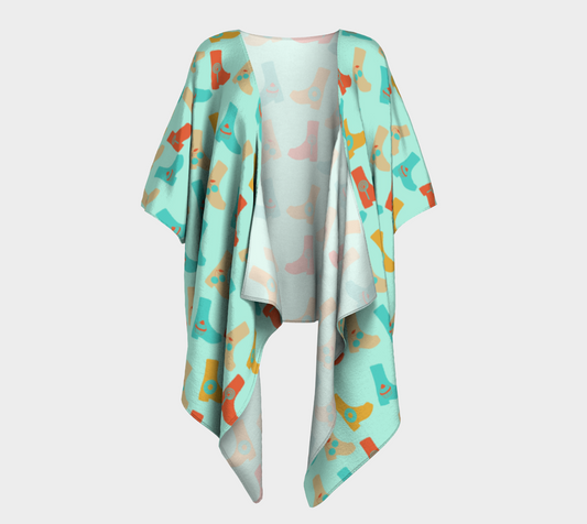 blue orange boots draped Kimono