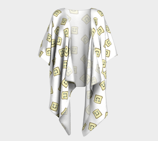 happy toast white draped Kimono