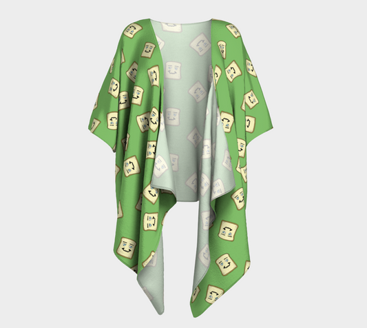 happy toast green draped Kimono