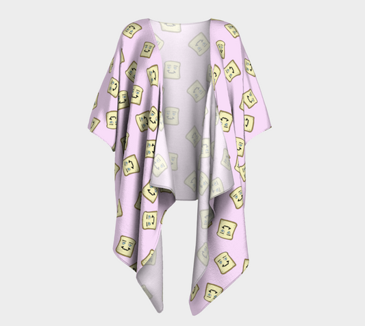 happy toast pink draped Kimono