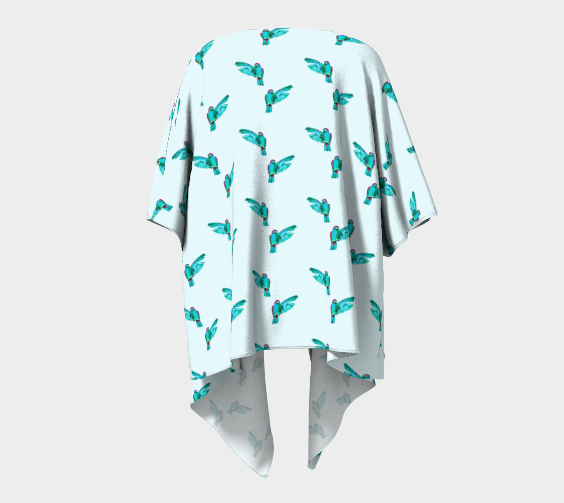 blue parrot pattern draped Kimono