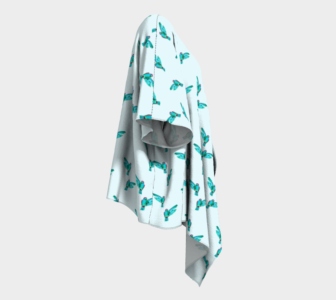 blue parrot pattern draped Kimono