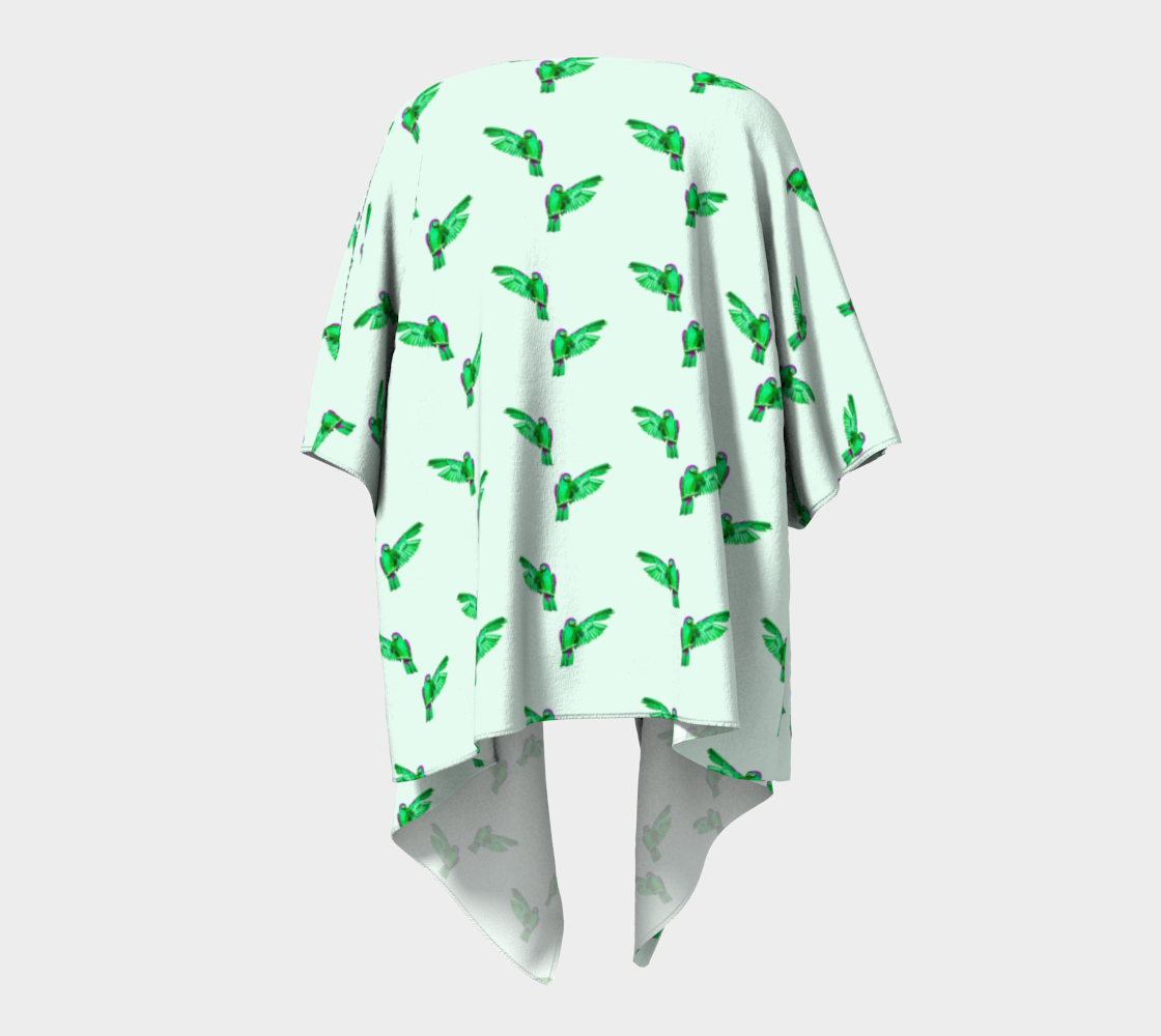 green parrot pattern draped Kimono