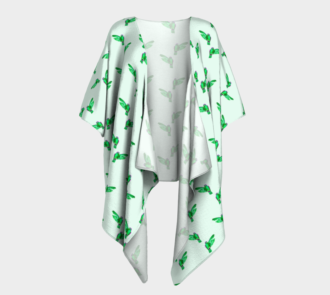 green parrot pattern draped Kimono