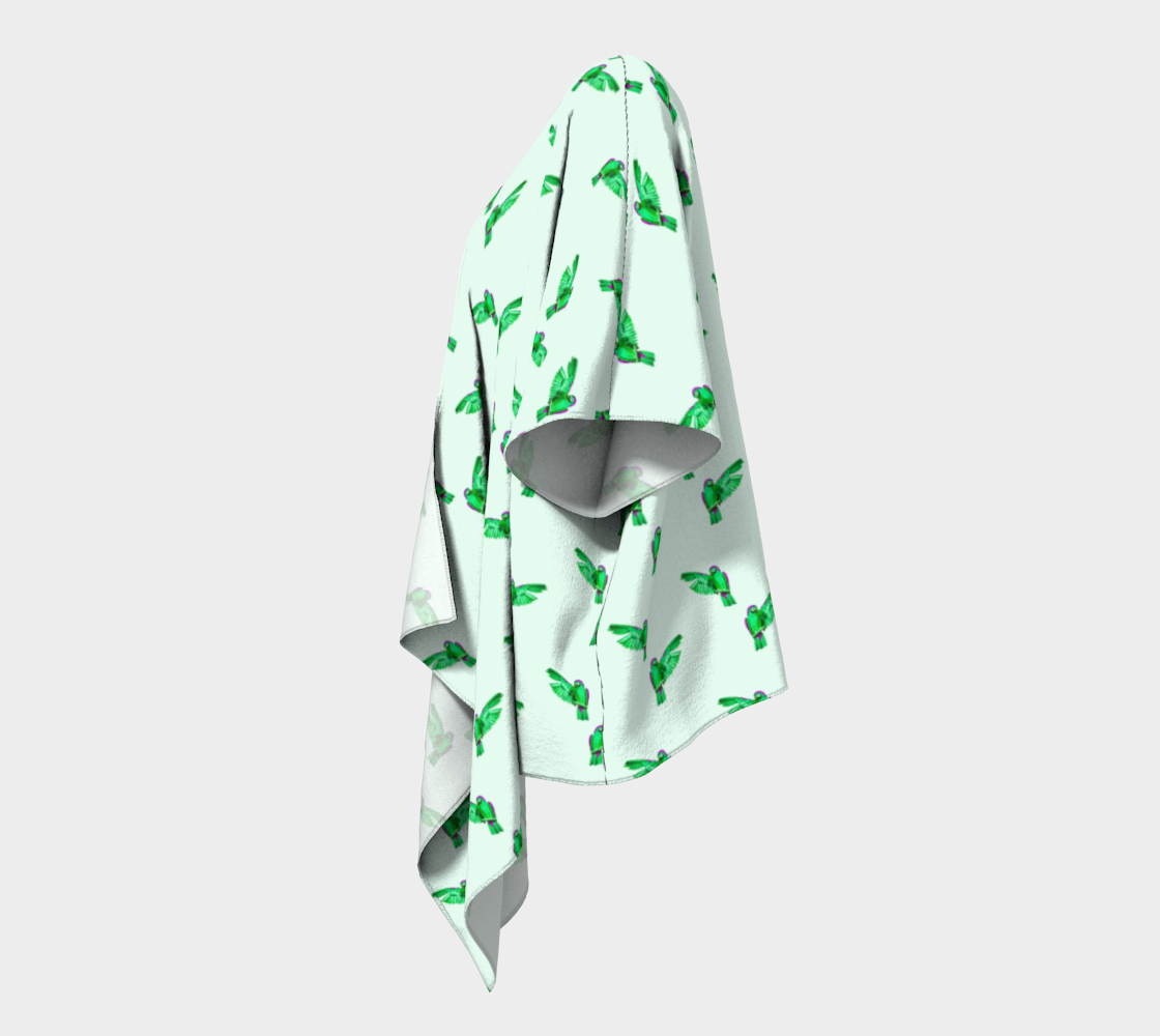 green parrot pattern draped Kimono