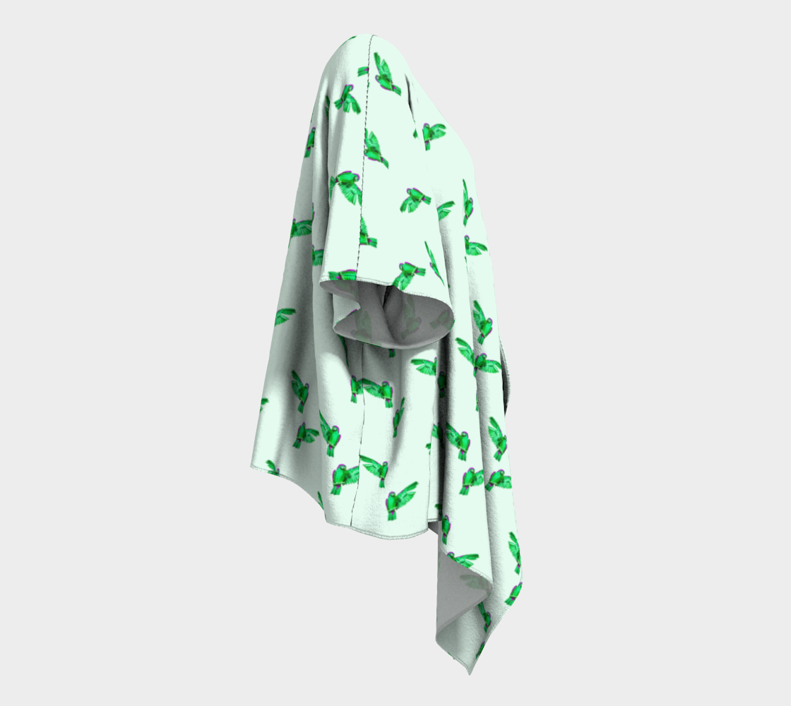 green parrot pattern draped Kimono