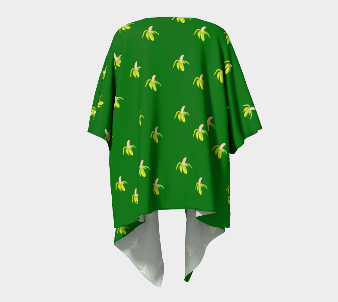 peeled banana on green draped Kimono