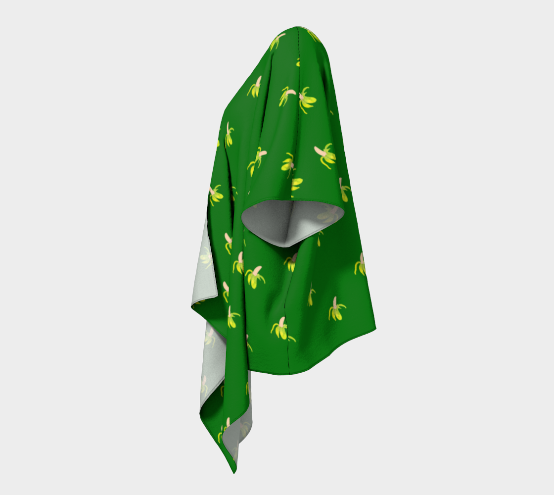 peeled banana on green draped Kimono