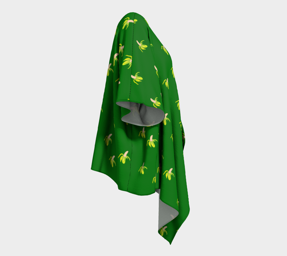 peeled banana on green draped Kimono