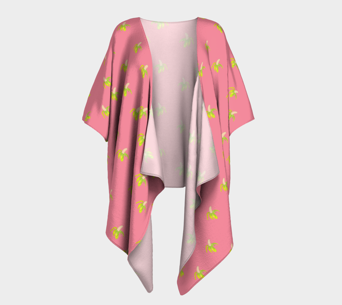 peeled banana on pink draped Kimono