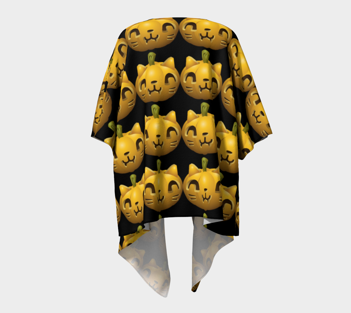 cat pumpkin draped Kimono