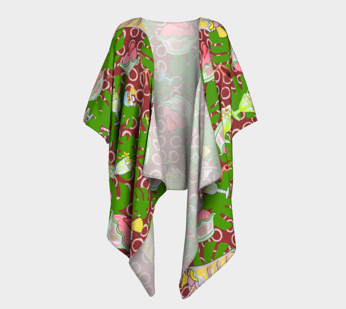 ice cream tropical pattern draped Kimono