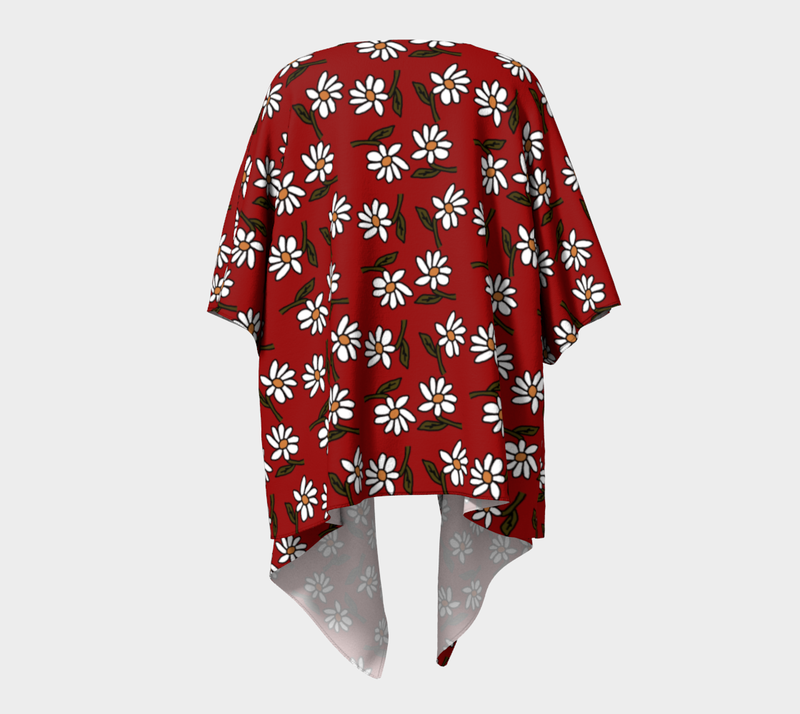 daisy red draped Kimono