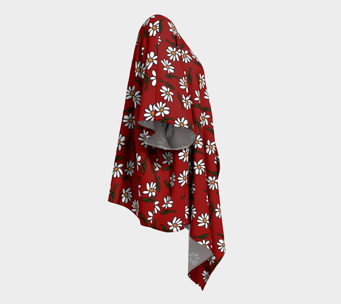 daisy red draped Kimono