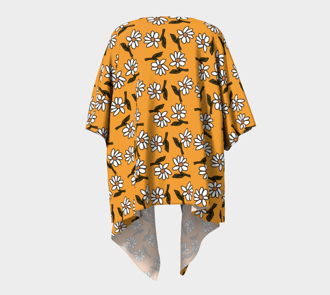 daisy orange draped Kimono